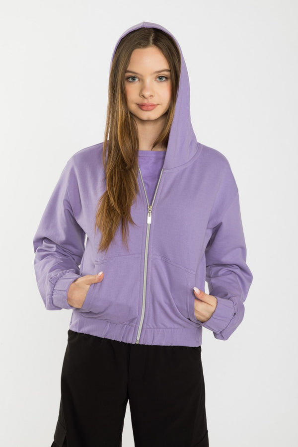 Girls Zip-up hooded Purple