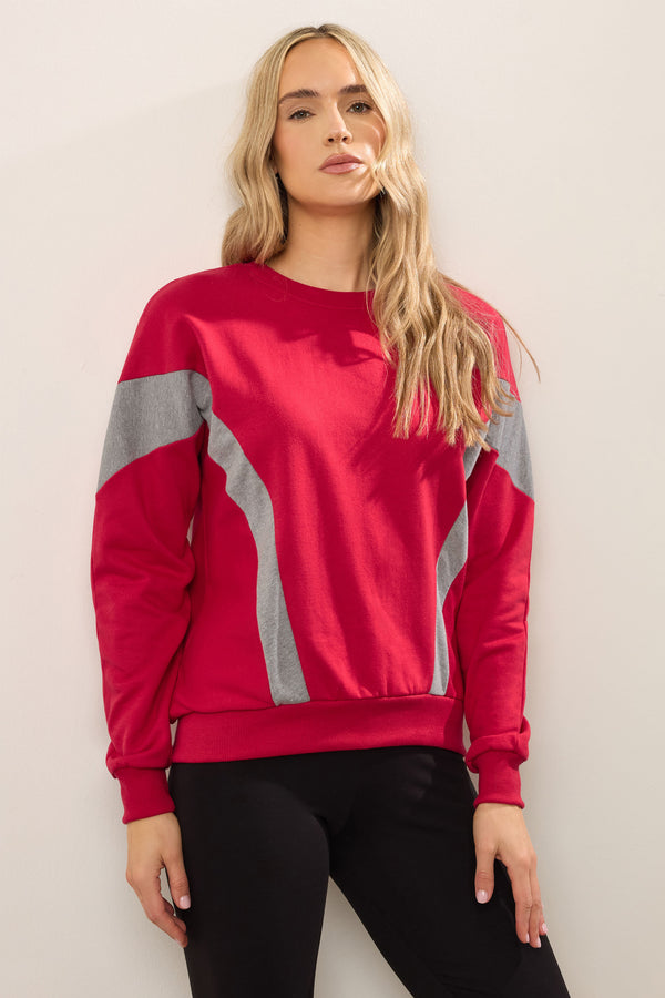 LTS Tall Red Colour Block Sweatshirt