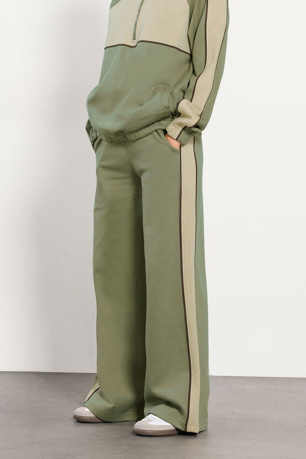 PixieGirl Petite Green Colour Block Wide Leg Joggers