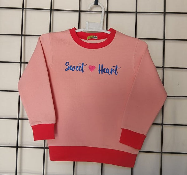 Girls, Embroidered Sweatshirt, "Sweet Heart"