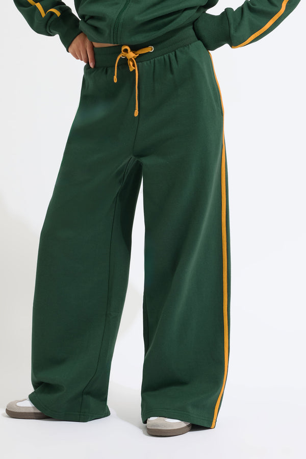 PixieGirl Petite Green & Yellow Stripe Wide Leg Joggers
