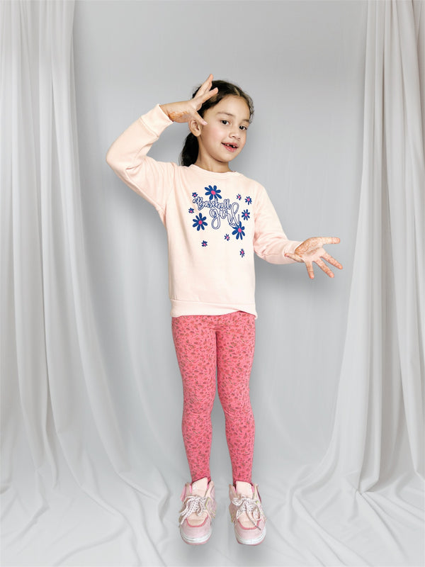 Girls 'MINNIE' printed cotton leggings, Pink/Green