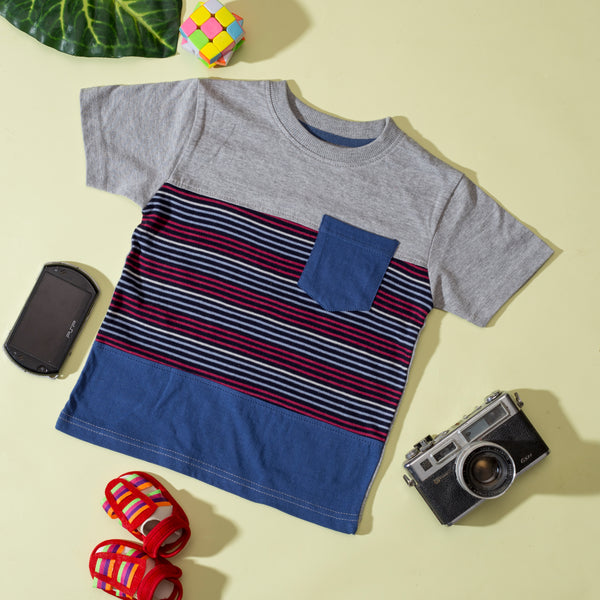 Boys Short Sleeve Round neck with front pocket ,T-Shirt