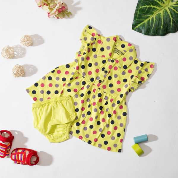 Baby girls polka dots printed dress with pantie 6 - 18 months