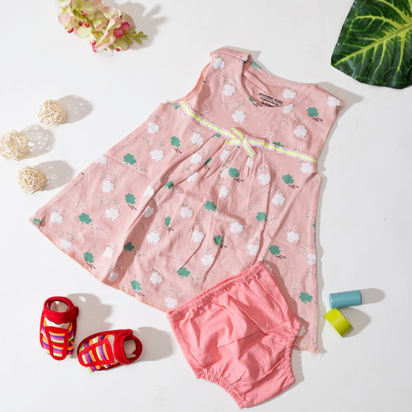 Baby girls pink flower dress with Pantie 6 - 18 months