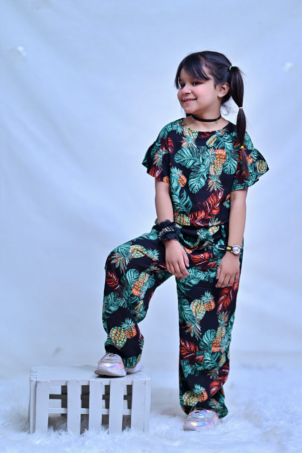 Girl's Jump Suit Printed Linen