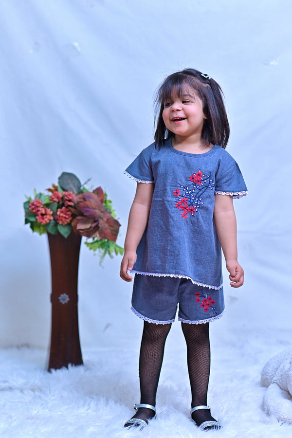 Girls, Set soft cotton fabric Embroidered with lace work