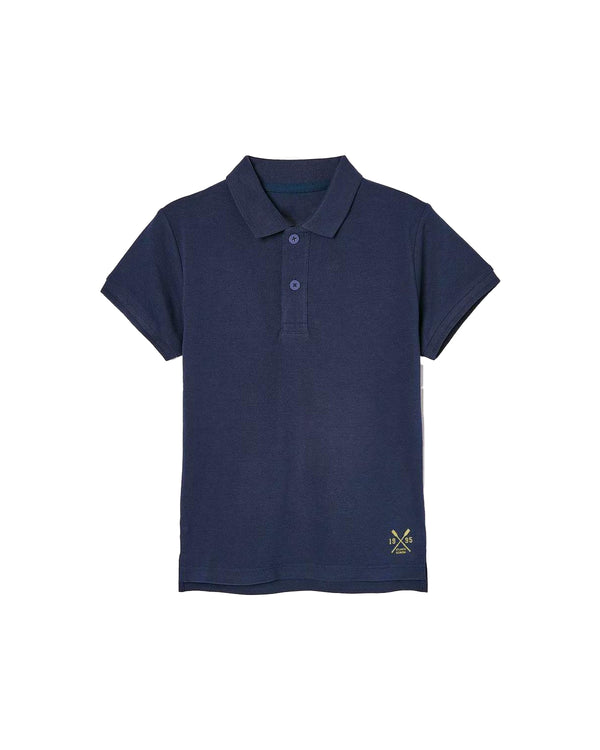 Boys Navy blue pique polo shirt
