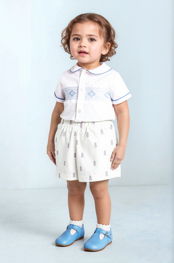 Baby Girls White Print shorts