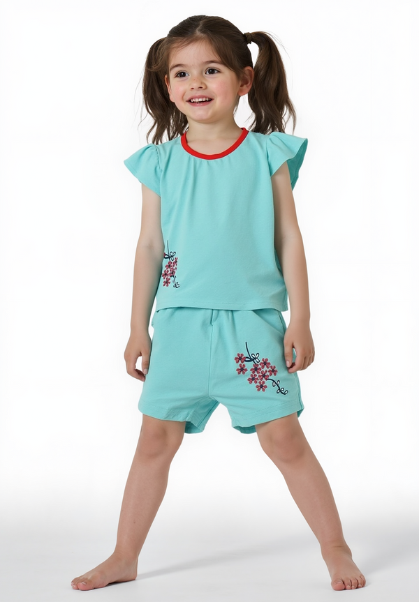 Girls, Set soft Jersey fabric Embroidered