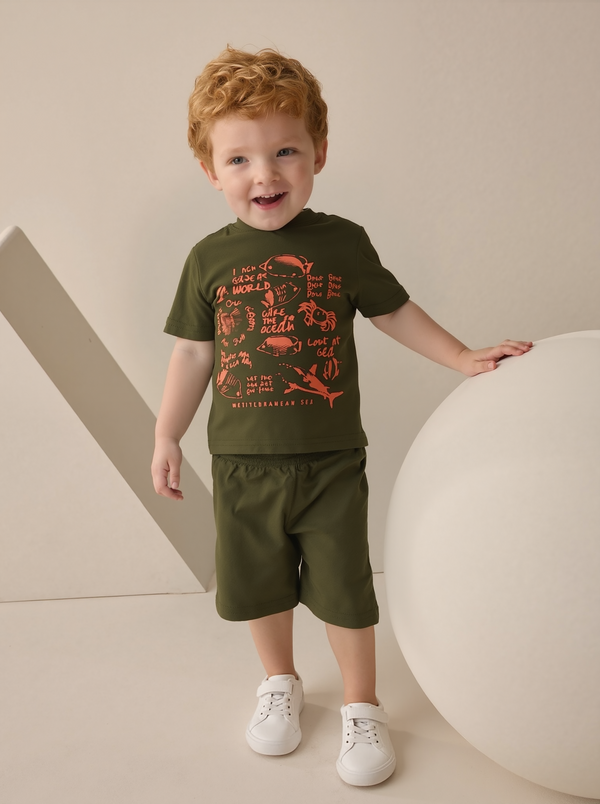 T-shirt + Shorts set for Baby Boy "I Can Save the World"