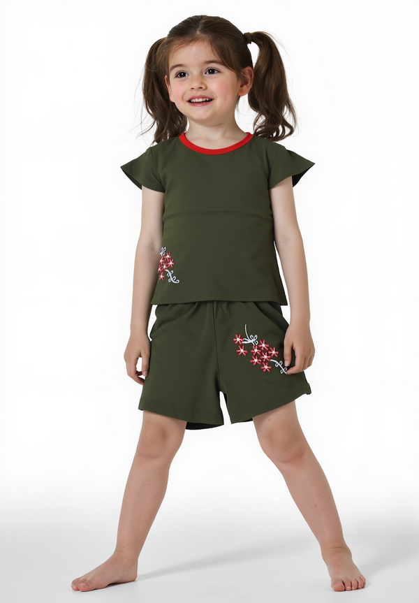 Girls, Set soft Jersey fabric Embroidered