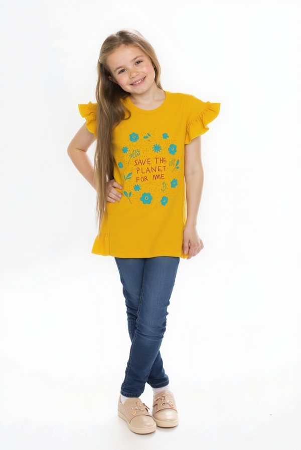 Girl's Jersey Top With Print "Save The Planet For Me"