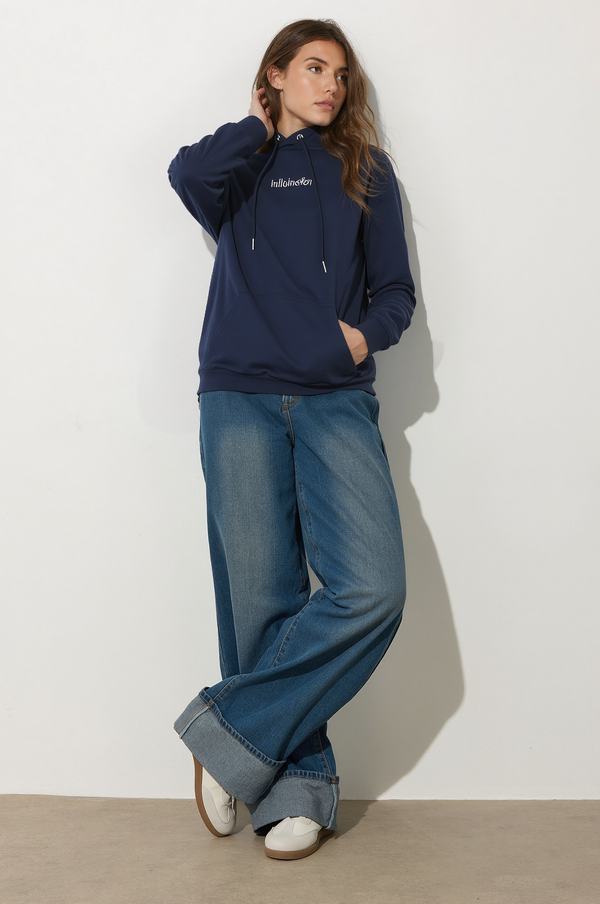 PixieGirl Petite Navy  Fleece Cropped Hoodie