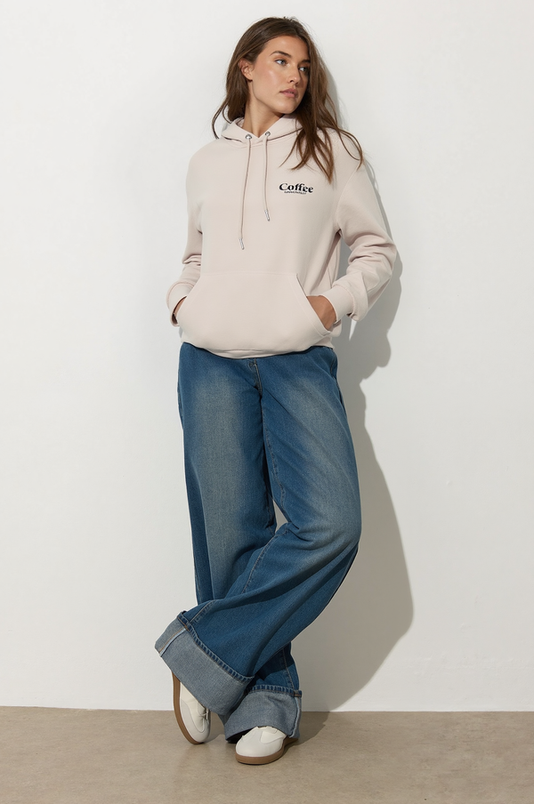 PixieGirl Petite Beige  Fleece Cropped Hoodie