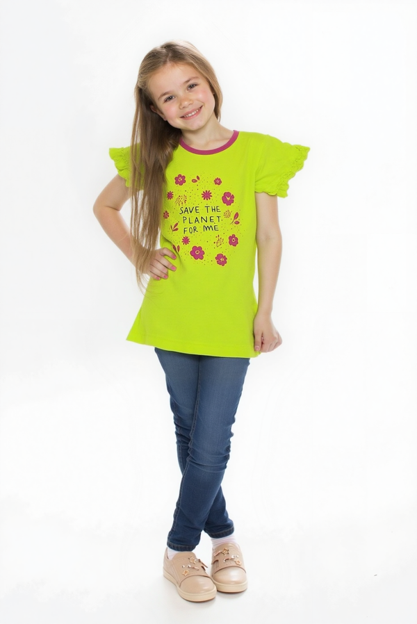 Girl's Jersey Top With Print "Save The Planet For Me"