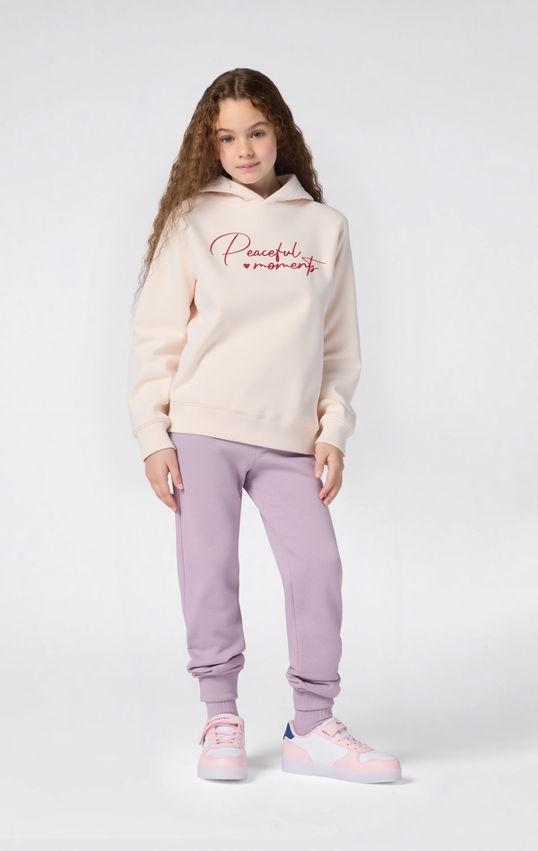 Girls Printed Hoodie "Peaceful ♡ Moments"