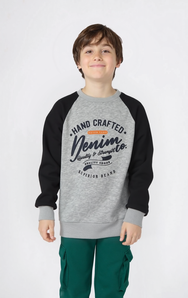 Boy's Printed Sweatshirt, "Hand Crafted"
