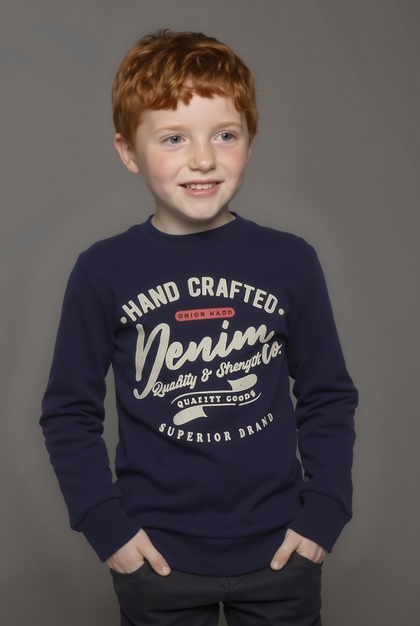 Boy's Printed Sweatshirt, "Hand Crafted"