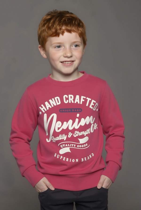 Boy's Printed Sweatshirt, "Hand Crafted"