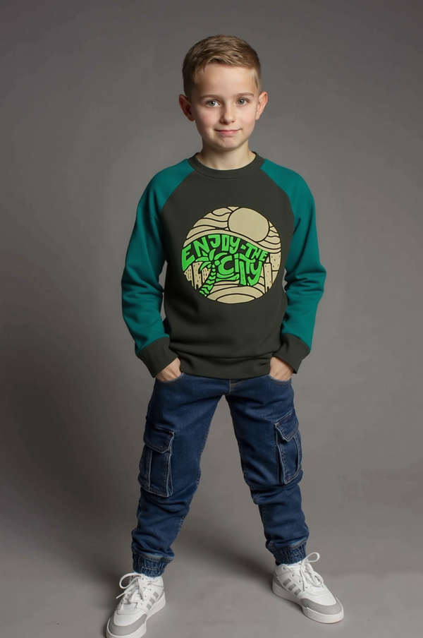 Boy's Printed Sweatshirt, "Enjoy-tne Cilty"