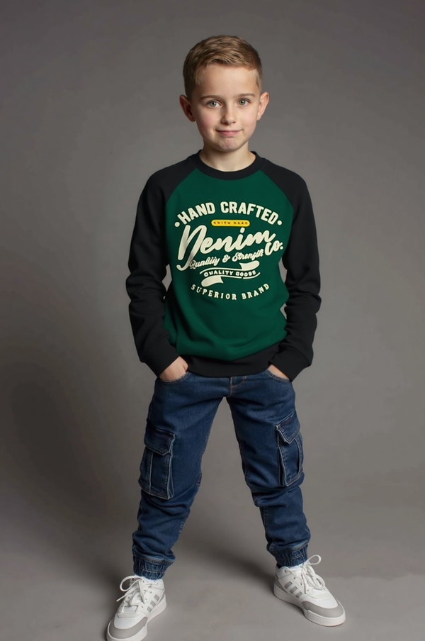 Boy's Printed Sweatshirt, "Hand Crafted"