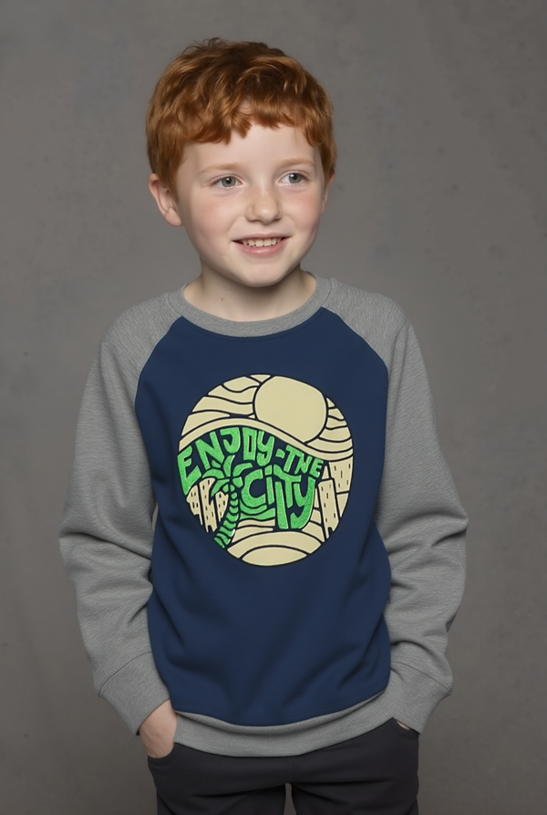 Boy's Printed Sweatshirt, "Enjoy-tne Cilty"