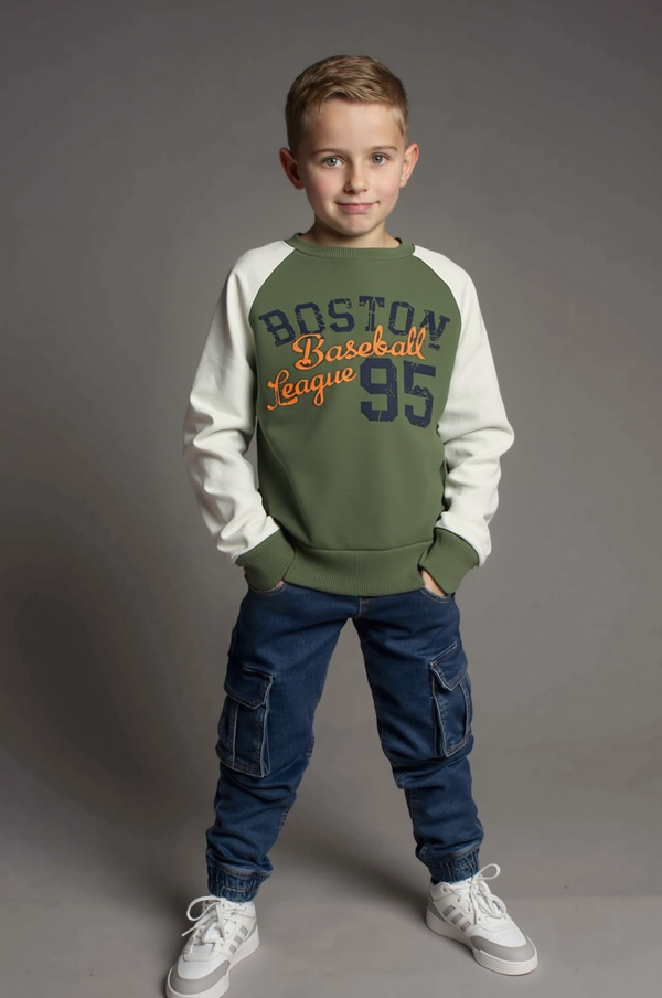 Boy's Printed Sweatshirt, "Boston Baseball League 95"