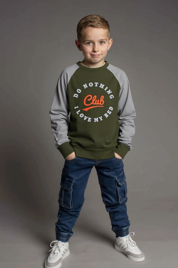 Boy's Printed Sweatshirt, "Do Nothing Club I Love My Bed"