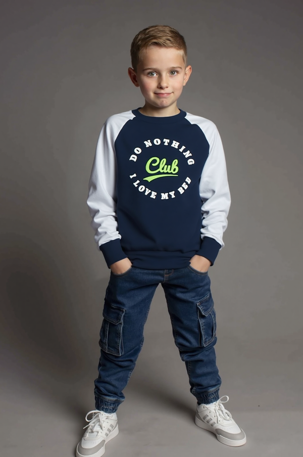 Boy's Printed Sweatshirt, "Do Nothing Club I Love My Bed"