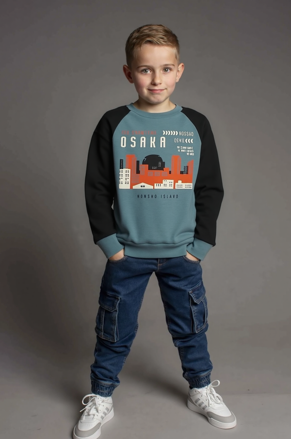 Boy's Printed Sweatshirt, "The Greatest Osaka"