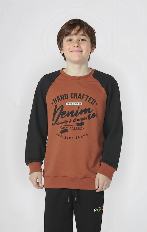 Boy's Printed Sweatshirt, "Hand Crafted"