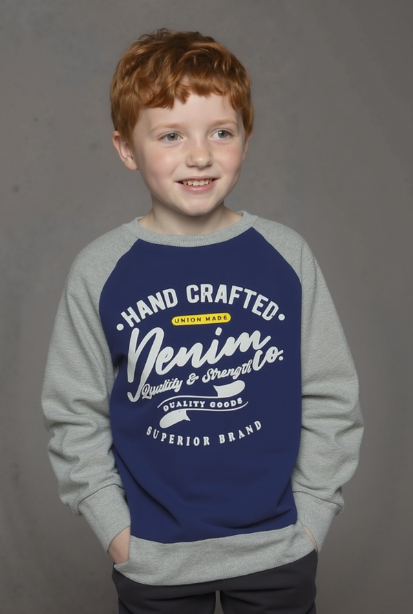 Boy's Printed Sweatshirt, "Hand Crafted"
