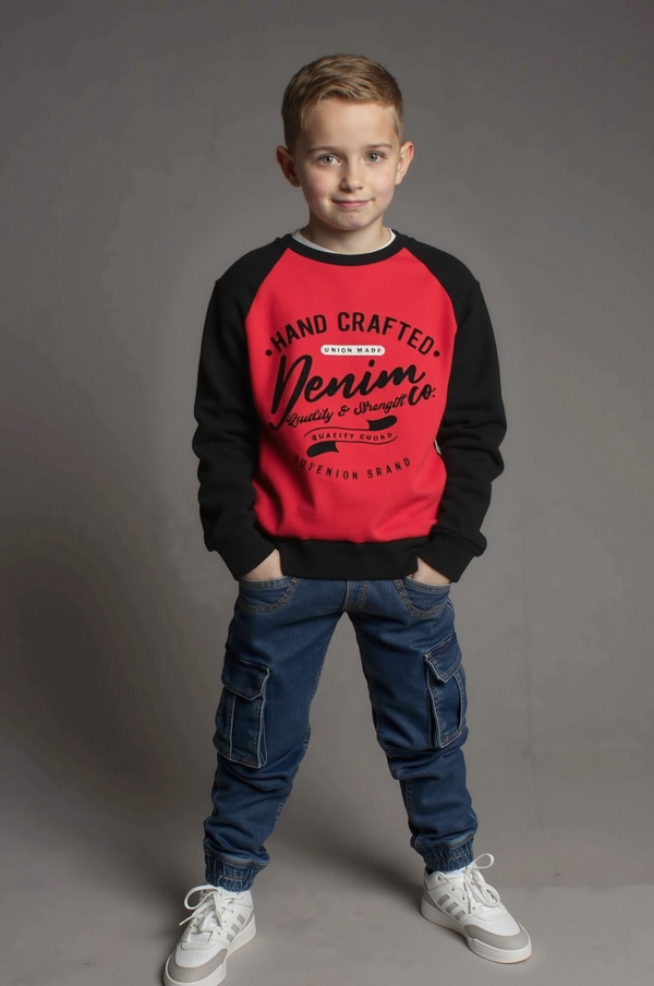 Boy's Printed Sweatshirt, "Hand Crafted"
