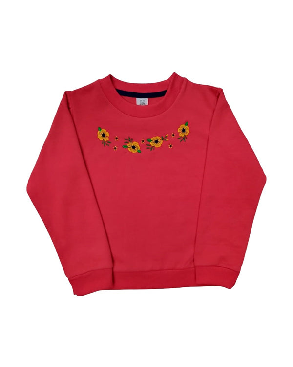Girls, Embroidery sweatshirt Red