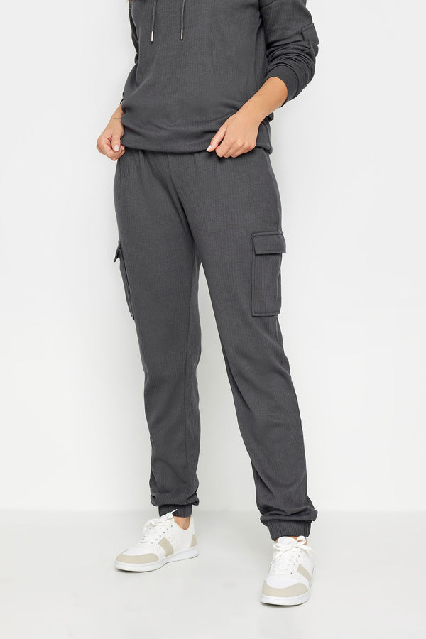 LTS Tall Charcoal Grey Ribbed Cargo Joggers