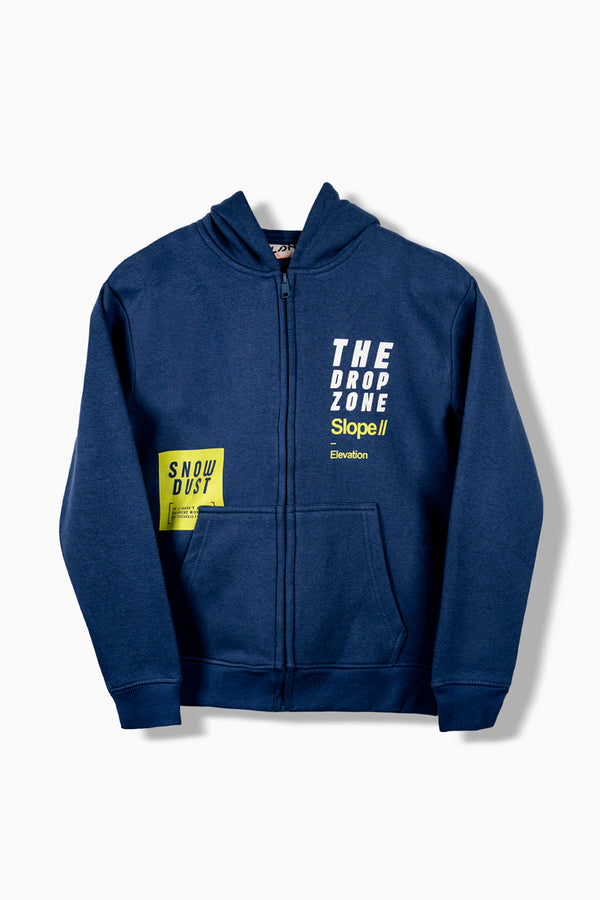 Boy's Zipper Printed hooded Royal Blue
