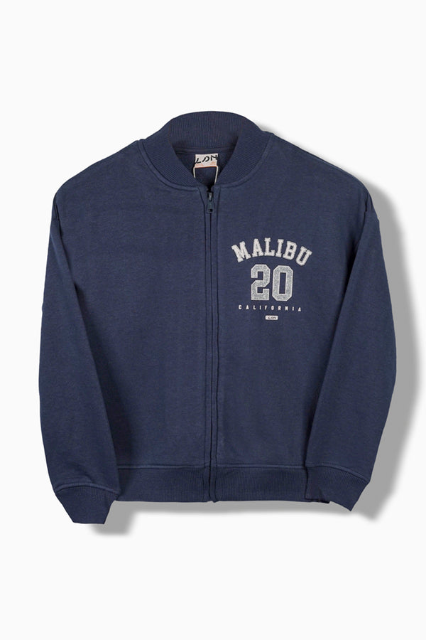 Girls Printed Zip-up hoodie Navy Blue