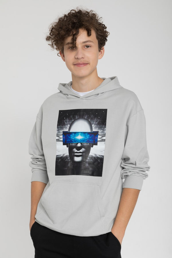 Boy's Printed hoodie Gray