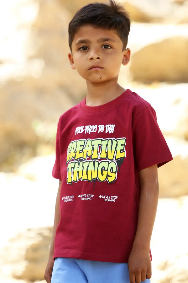 Boys Short Sleeve Cotton T-Shirt 'Creative Things'