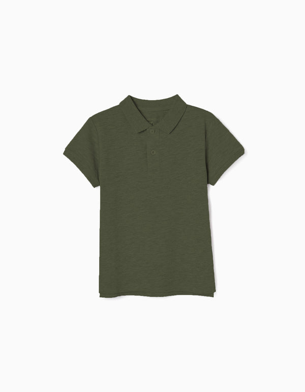 Basic short-sleeved pique polo shirt