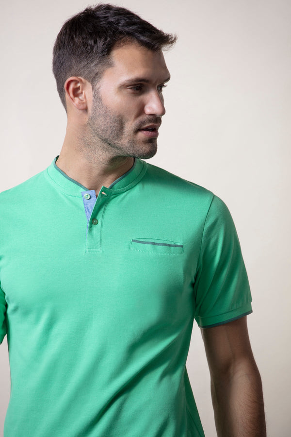 Men's Medium Green Polo Shirt with Pique Structure